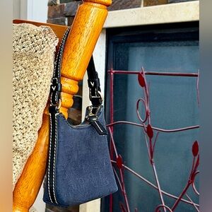 Black Dooney & Bourke Bitsy Mini Bag DB Sateen Brocade Fabric. Retired Product.